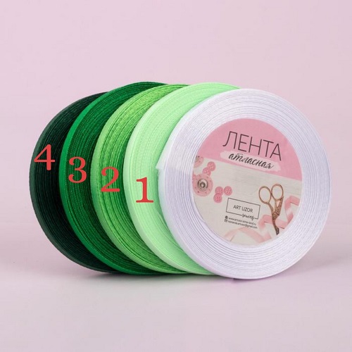 Лента атласная, 6 мм, зеленый № 1